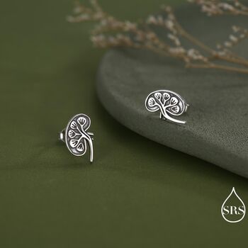 Anatomical Kidney Stud Earrings In Sterling Silver, 5 of 12