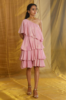 Avanti Tissue Chanderi One Shoulder Dress, 6 of 9