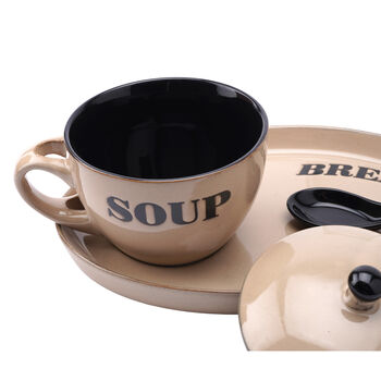 Cream Soup Bowl And Plate With Spoon In Gift Box, 3 of 3
