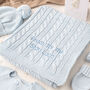 Luxury Boys Pale Blue Cable Baby Blanket, thumbnail 1 of 10