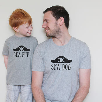 Twinning 'Sea Dog And Sea Pup' T Shirt Set, 3 of 4