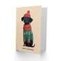 Hipster Black Labrador Dog In Festive Sweater Christmas Card, thumbnail 2 of 4