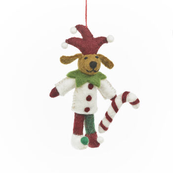 Handmade Felt Jingle Bells Jester Dog, 2 of 5