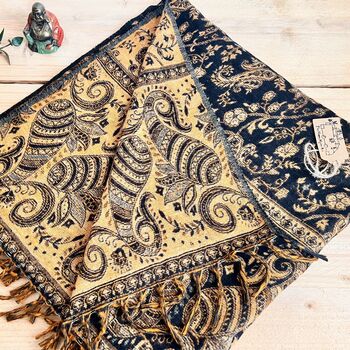 Vintage Paisley Woven Throw Blanket Or Oversized Scarf, 7 of 12