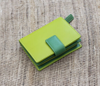 Personalised Lime And Green Small Leather Purse Wallet, 4 of 12