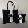 Personalised Square Stripe Jute Shoulder Beach Shopper Tote Bag, thumbnail 4 of 7