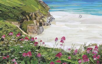 Porthcurno Cornwall Upcycled Paper Collage Print, 3 of 6