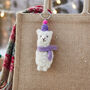 Handmade Felt Party Alpaca Keyring, thumbnail 1 of 4