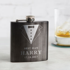 Best Man Usher And Groomsman Gifts Notonthehighstreet Personalised Best Man Hip Flask
