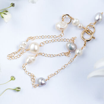 Dainty Freshwater Pearls Chain Bracelet, 2 of 8