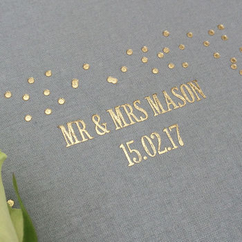 Personalised Grey Cloth Wedding Guest Book, 6 of 7
