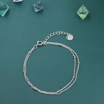 Sterling Silver Minimalist Double Layer Satellite Chain Bracelet, 6 of 12