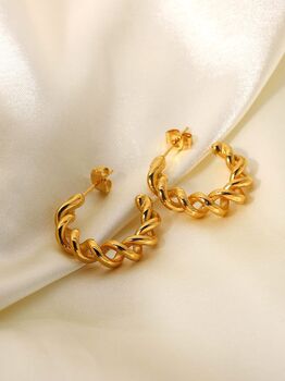 Chunky 18 K Thick Gold Plated Hoop Earring, 2 of 5