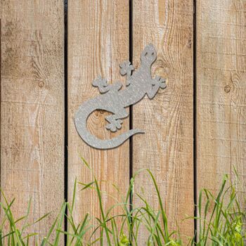 Garden Wall Sculpture Metal Gecko Lizard Art, 6 of 10
