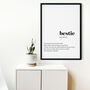 Framed Bestie Definition Typography Print, thumbnail 1 of 4