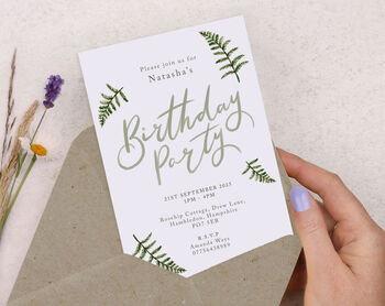 Personalised A6 Botanical Birthday Party Invitation, 2 of 3