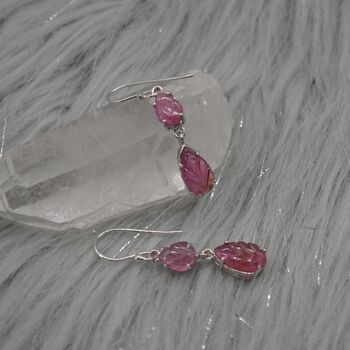 Red Ruby Silver Earrings: Teardrop Dangle, 3 of 8