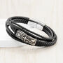 Personalised Travel Compass Stacked Leather Bracelet, thumbnail 2 of 5