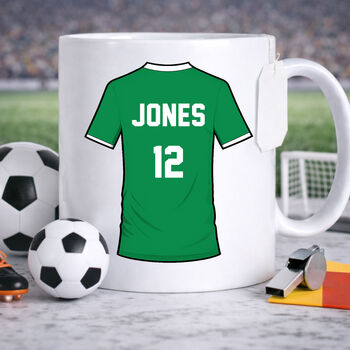 Personalised Football Player Shirt Mug – 11oz Glossy White, 4 of 7