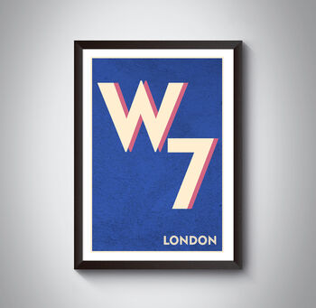W7 Hanwell, Ealing London Postcode Typography Print, 11 of 11
