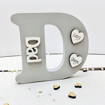 Personalised Dad's Father's Day D Letter Grey Gift, 2 of 3