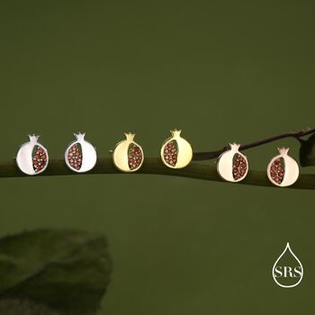 Seeds Of Joy Pomegranate Studs Earrings In Sterling Silver, 2 of 12