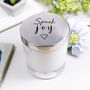 Spark Joy Quote Luxury Candle With Lid, thumbnail 1 of 5