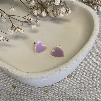 Lilac Heart Stud Clay Earrings, 7 of 7