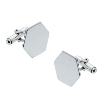 Sterling Silver Hexagon Cufflinks, 3 of 4
