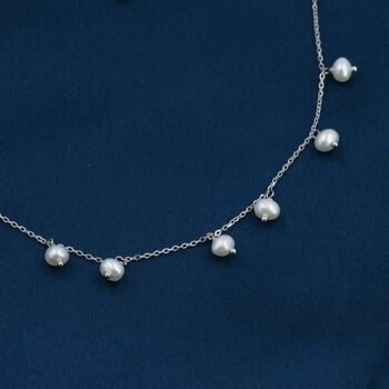 Dangle Pearl Necklace In Sterling Silver, 3 of 10
