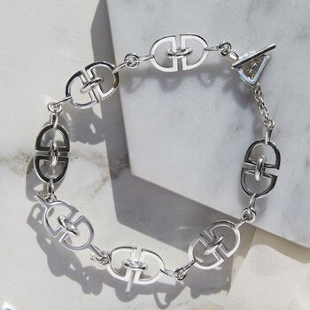 Monogrammed Charm Statement Sterling Silver Bracelet, 2 of 11
