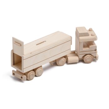 Handmade Wooden Semi Truck Toy Moneybox, 2 of 2