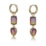 Emily Two Tone Stone Drop Earrings In Pink, thumbnail 1 of 2