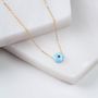 Mini Opalite Plated Silver Evil Eye Necklace, thumbnail 2 of 11
