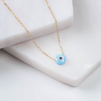 Mini Opalite Plated Silver Evil Eye Necklace, 2 of 11