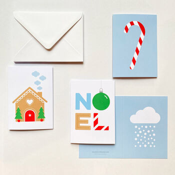 Gingerbread House Snow Cloud Christmas Cards Four Pack, 3 of 5