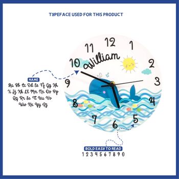 Personalised Whale Sea Themed Bedroom Clock, 5 of 5