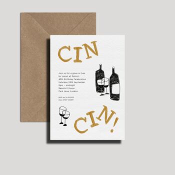 Cin Cin Boozy Birthday Party Invitation, 2 of 4