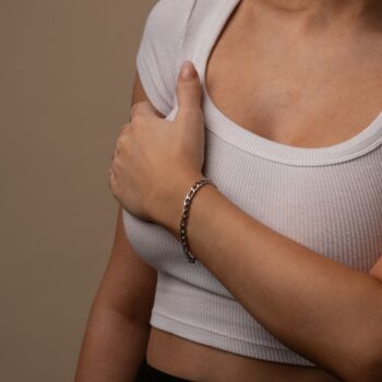 Womens Silver Engraved Figaro Bracelet, 6 of 10