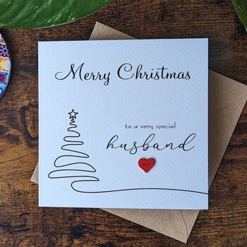 Husband Christmas Card, 3D Wooden Heart, 2 of 4