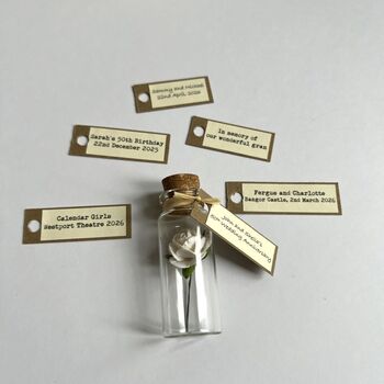 Personalised Paper Red Or Cream Roses In Bottles Wedding Party Favours, 2 of 12