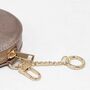 Champagne Italian Leather Round Clip On Coin Purse, thumbnail 2 of 3