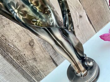 Art Deco Bronze Lady Figurine Silver Dress And Fan 38cm, 6 of 12
