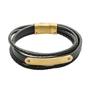 Personalised Mens Black Leather Bracelet With ID Bar, 5 of 12