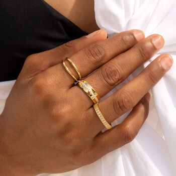 Women's Sterling Silver Ring Band With Sparkling Cubic Zirconia In 18k White Gold, 4 of 5