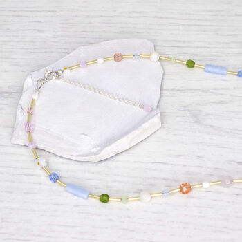 Blossom Sterling Silver Beaded Gemstone Necklace, 3 of 4