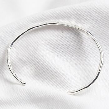Personalised Hammered Organic Shape Sterling Bangle, 5 of 5