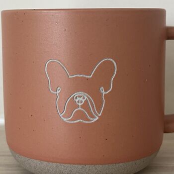 French Bulldog Engraved Orange Ceramic Tea/ Coffee Mug, 5 of 6