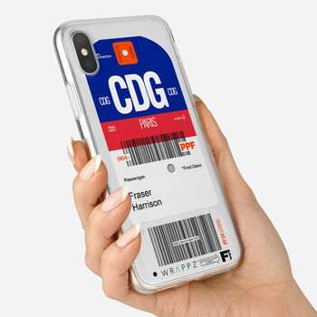 Personalised Paris Ticket Design Clear Phone Case, 5 of 5