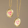 Pink Hearts Gold Plated Oval Locket Necklace, thumbnail 2 of 7